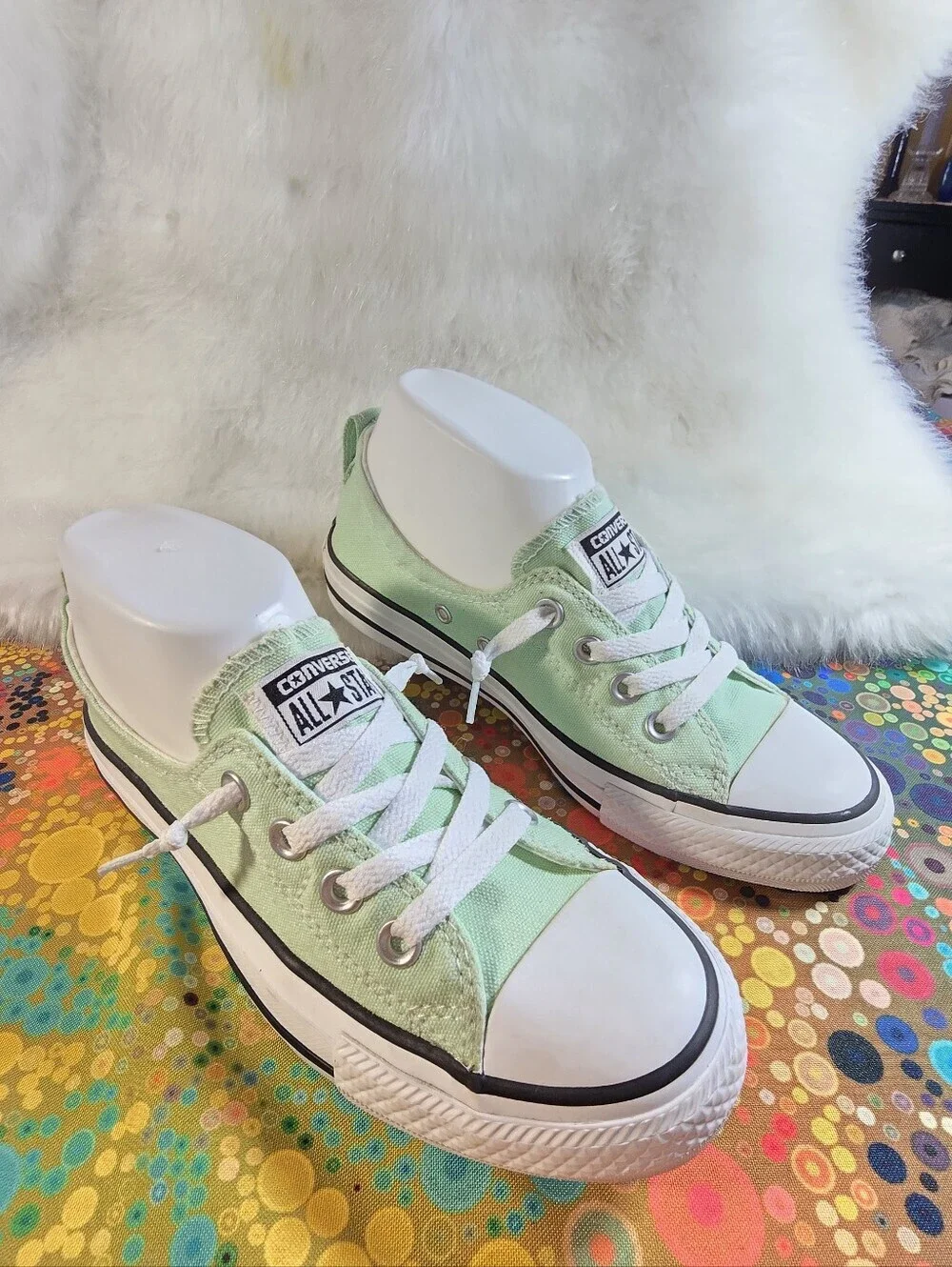 Converse All Star Women's Low Top Sneakers in Sage Green and White